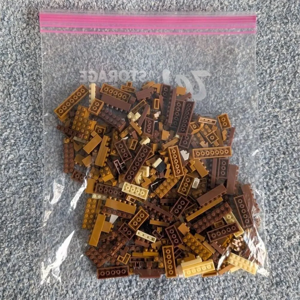 Bulk Lot 2.4 Oz Assorted Dark Brown Light Brown Beige Building Brick Blocks